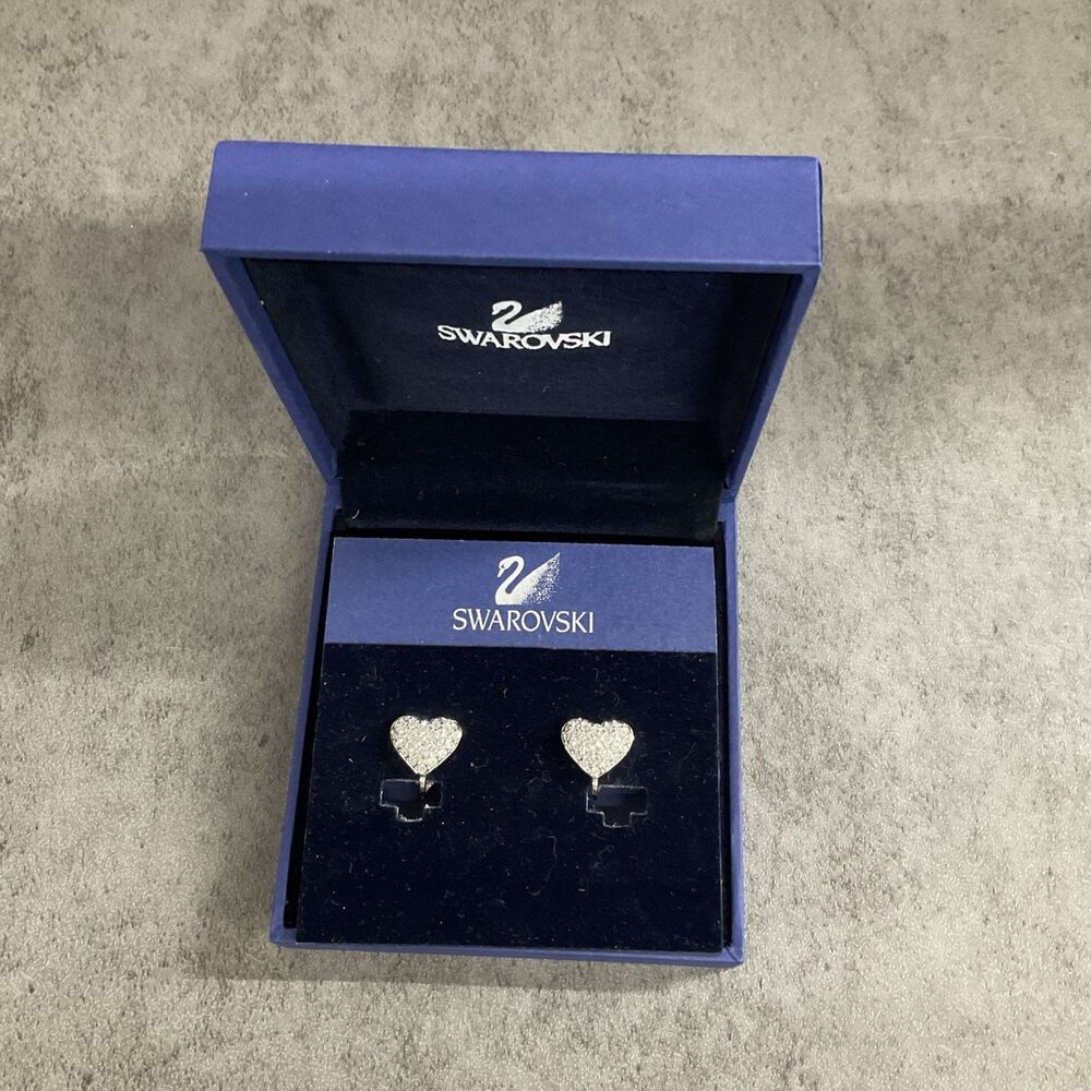Swarovski Silver Heart Crystal Stud Earrings